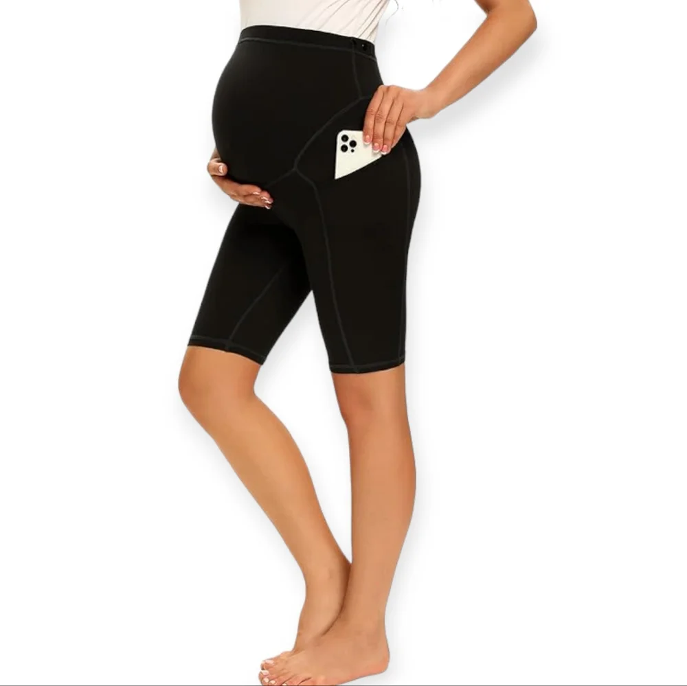 Maternity Yoga Short Over The Belly Comfy Biker Short - Picture 1 of 3